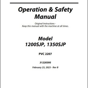 Jlg Boom Lifts 1200Sjp 1350Sjp Operation Safety Manual 31220395 2023 Pvc 2207