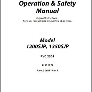 Jlg Boom Lifts 1200Sjp 1350Sjp Operation Safety Manual 31221379 2023 Pvc 2301