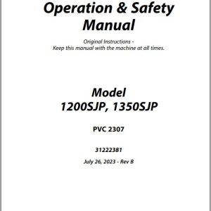 Jlg Boom Lifts 1200Sjp 1350Sjp Operation Safety Manual 31222381 2023 Pvc 2307