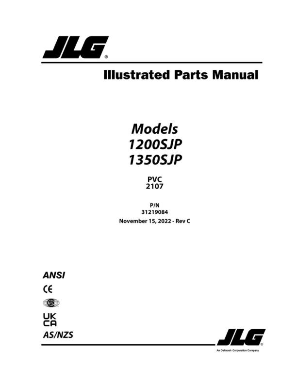JLG Boom Lifts 1200SJP 1350SJP Parts Manual 31219084 2022 PVC 2107 1