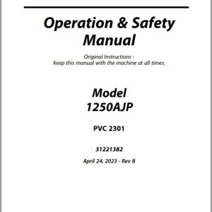 Jlg Boom Lifts 1250Ajp Operation Safety Manual 31221382 2023 Pvc 2301
