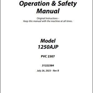 Jlg Boom Lifts 1250Ajp Operation Safety Manual 31222384 2023 Pvc 2307