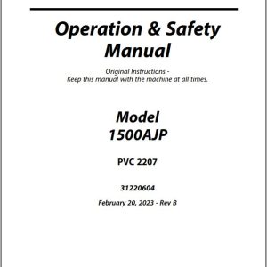 JLG Boom Lifts 1500AJP Operation Safety Manual 31220604 2023 PVC 2207