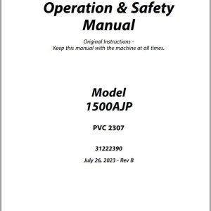 Jlg Boom Lifts 1500Ajp Operation Safety Manual 31222390 2023 Pvc 2307