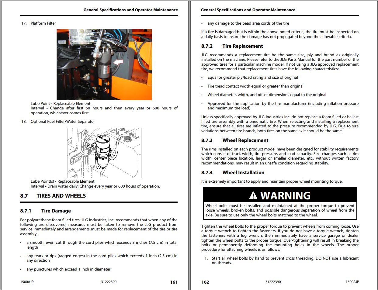JLG Boom Lifts 1500AJP Operation Safety Manual 31222390 2023 PVC 2307 1