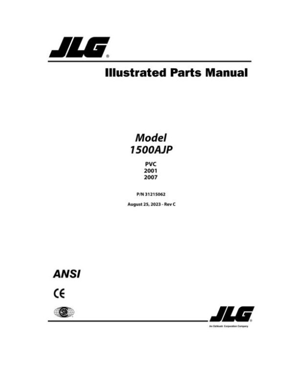 JLG Boom Lifts 1500AJP Parts Manual 31215062 2023 PVC 2001 2007