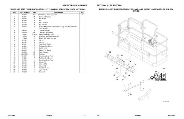 JLG Boom Lifts 1500AJP Parts Manual 31215062 2023 PVC 2001 2007 1