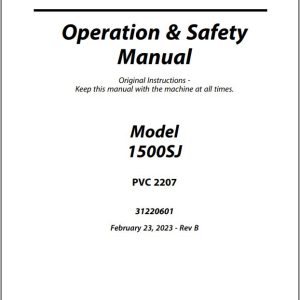 Jlg Boom Lifts 1500Sj Operation Safety Manual 31220601 2023 Pvc 2207