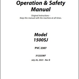 Jlg Boom Lifts 1500Sj Operation Safety Manual 31222387 2023 Pvc 2307