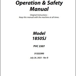 JLG Boom Lifts 1850SJ Operation Safety Manual 31222393 2023 PVC 2307