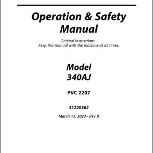 Jlg Boom Lifts 340Aj Operation Safety Manual 31220362 2023 Pvc 2207