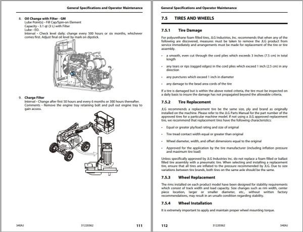 JLG Boom Lifts 340AJ Operation Safety Manual 31220362 2023 PVC 2207 1