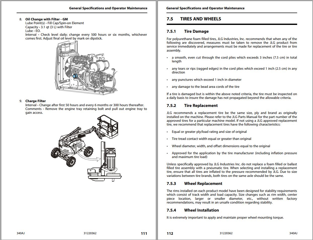 JLG Boom Lifts 340AJ Operation Safety Manual 31220362 2023 PVC 2207 1