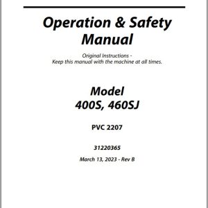 JLG Boom Lifts 400S 460SJ Operation Safety Manual 31220365 2023 PVC 2207 Jlg Boom Lifts 400S 460Sj Operation Safety Manual 31220365 2023 Pvc 2207