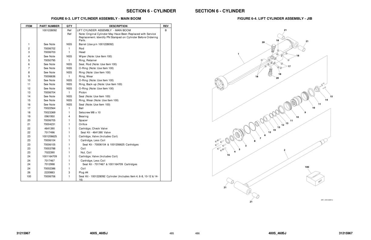 JLG Boom Lifts 400S 460SJ Parts Manual 31215967 2023 PVC 2101