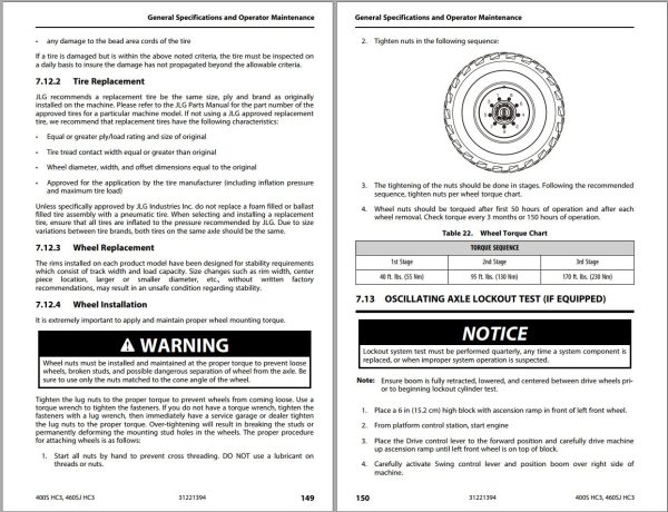 JLG Boom Lifts 400S HC3 460SJ HC3 Operation Safety Manual 31221394 2023 PVC 2301 1 1