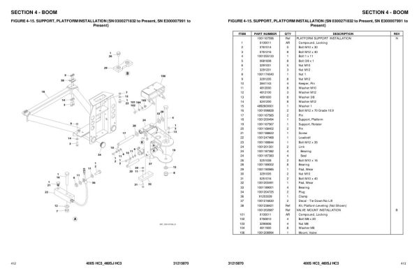 JLG Boom Lifts 400S HC3 460SJ HC3 Parts Manual 31215870 2023 1