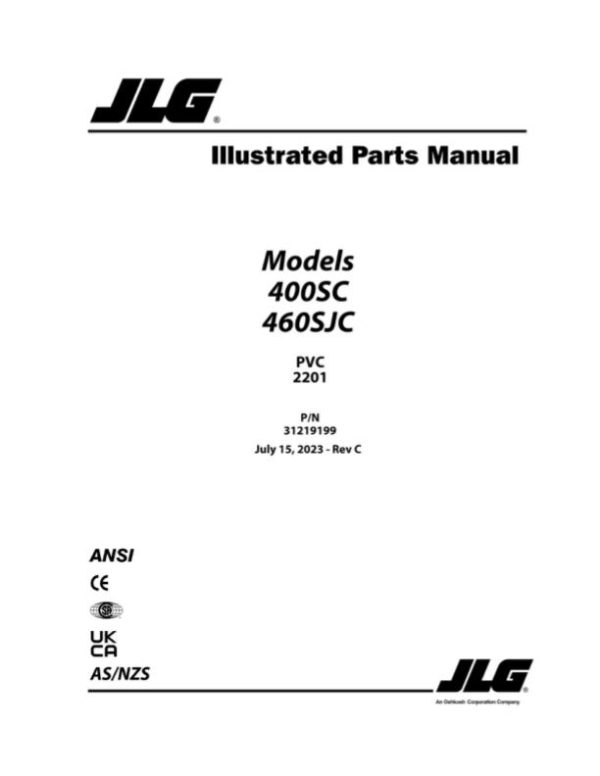 JLG Boom Lifts 400SC 460SJC Parts Manual 31219199 2023 PVC 2201