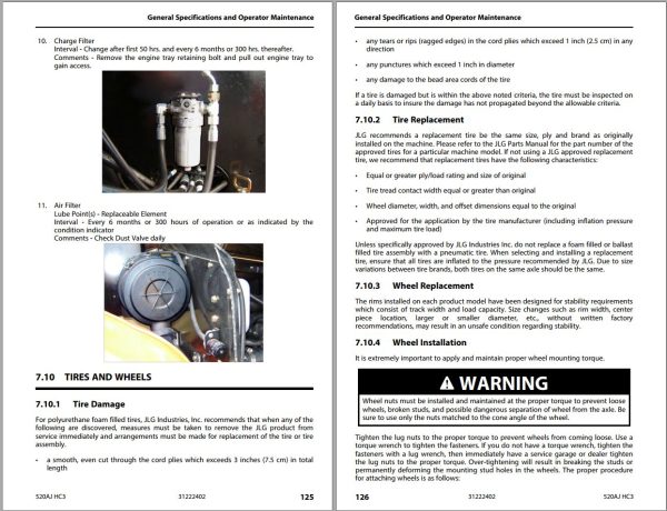 JLG Boom Lifts 520AJ HC3 Operation Safety Manual 31222402 2023 PVC 2307 1