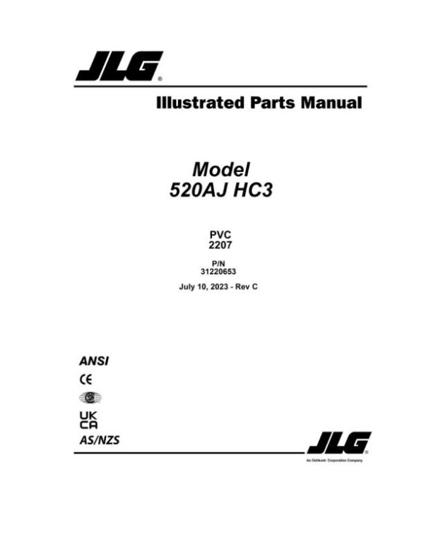JLG Boom Lifts 520AJ HC3 Parts Manual 31220653 2023 PVC 2207