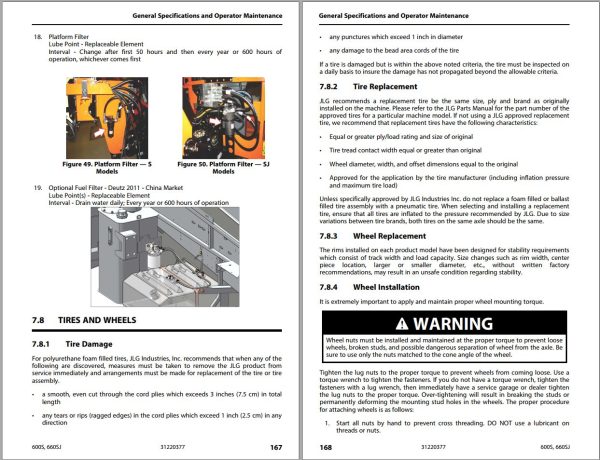 JLG Boom Lifts 600S 660SJ Operation Safety Manual 31220377 2023 PVC 2207 1