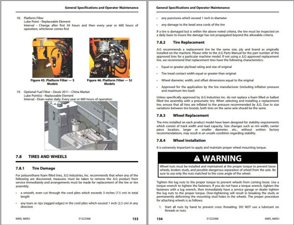 JLG Boom Lifts 600S 660SJ Operation Safety Manual 31222366 2023 PVC 2307 1
