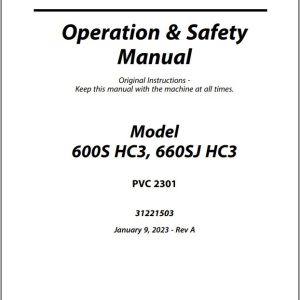 JLG Boom Lifts 600S HC3 660SJ HC3 Operation Safety Manual 31221503 2023 PVC 2301