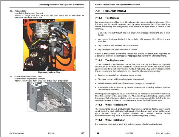 JLG Boom Lifts 670SJ Operation Safety Manual 31221364 2023 PVC 2301 1