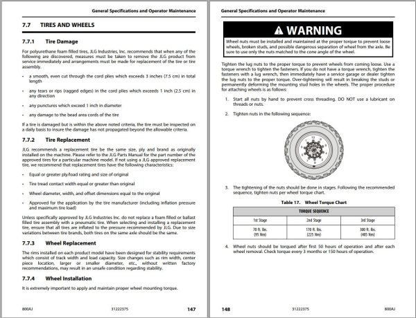 JLG Boom Lifts 800AJ Operation Safety Manual 31222375 2023 PVC 2307 1