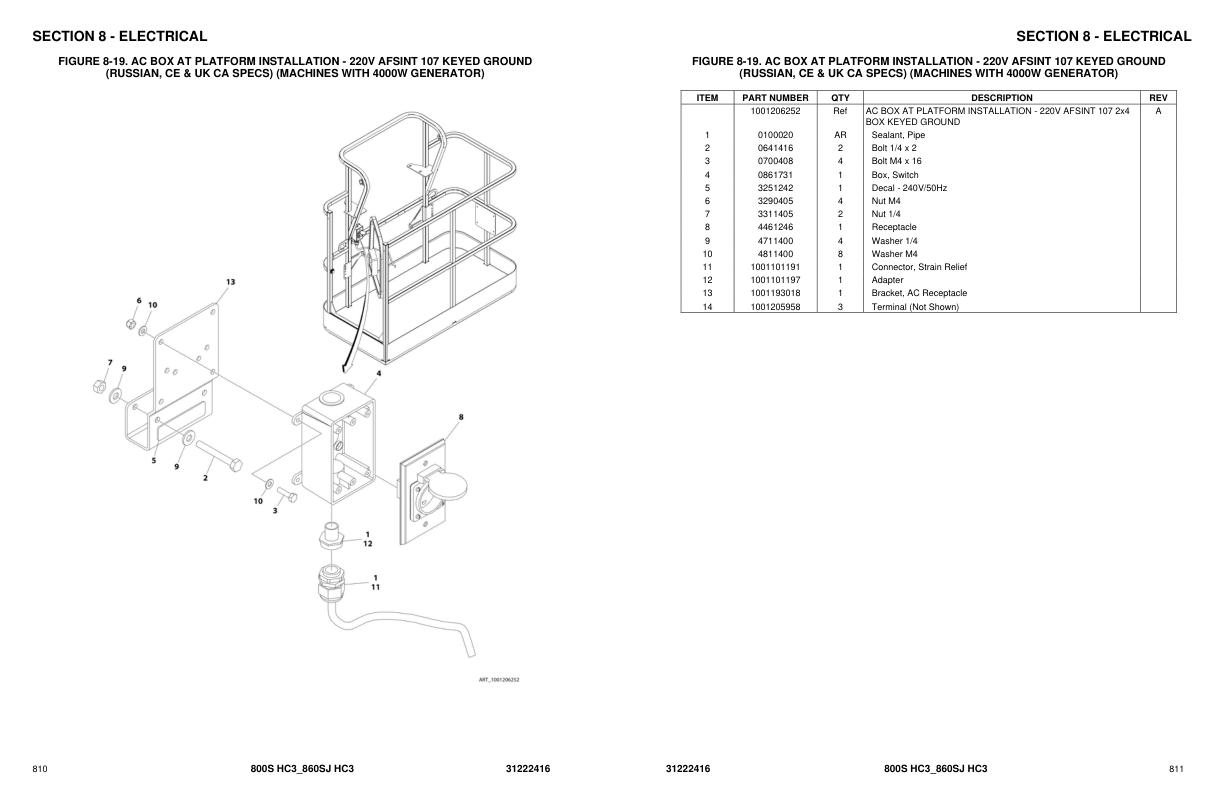 JLG Boom Lifts 800S HC3 860SJ HC3 Parts Manual 31222416 2024 PVC 2307