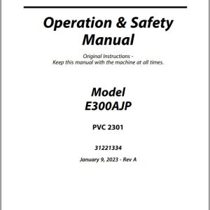 JLG Boom Lifts E300AJP Operation Safety Manual 31221334 2023 PVC 2301