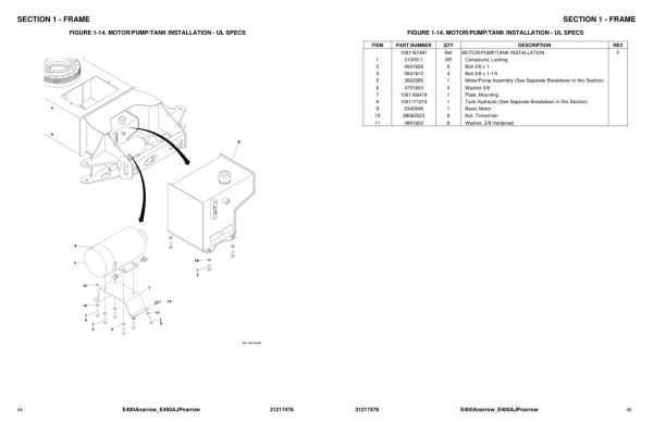 JLG Boom Lifts E400AJPnarrow E400Anarrow Parts Manual 31217476 2022 PVC 2107 1