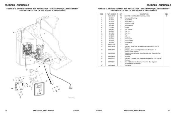 JLG Boom Lifts E400AJPnarrow E400Anarrow Parts Manual 31220355 2022 PVC 2207 1