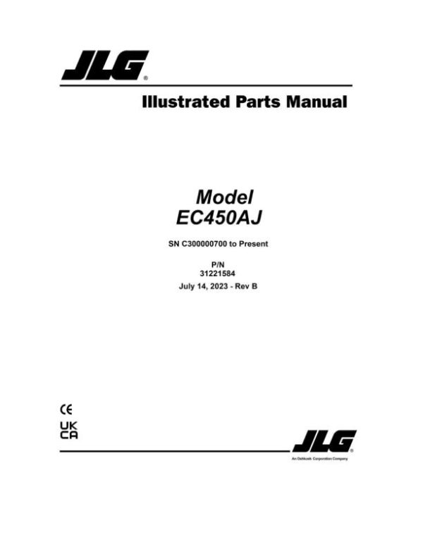 JLG Boom Lifts EC450AJ Parts Manual 31221584 2023