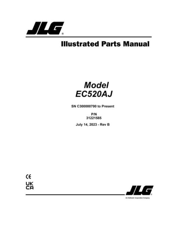 JLG Boom Lifts EC520AJ Parts Manual 31221585 2023