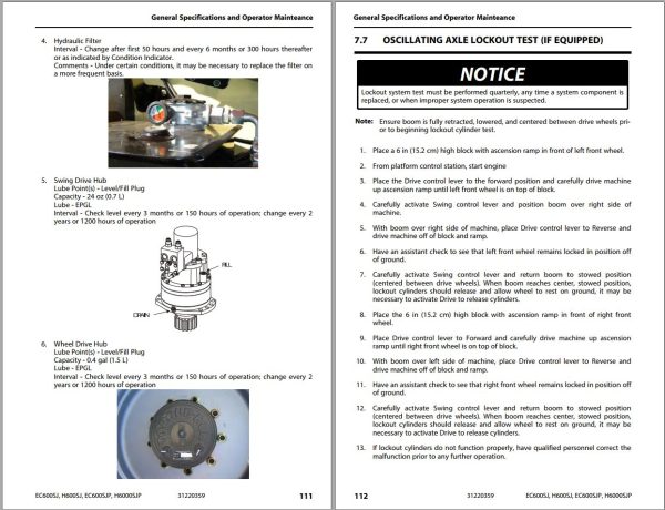 JLG Boom Lifts EC600SJ EC600SJP H600SJ H600SJP Operation Safety Manual 31220359 2023 PVC 2207 1