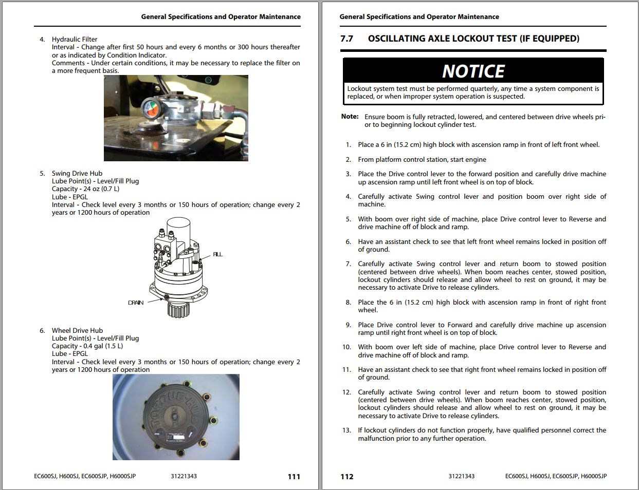 JLG Boom Lifts EC600SJ EC600SJP H600SJ H600SJP Operation Safety Manual 31221343 2023 PVC 2301 1