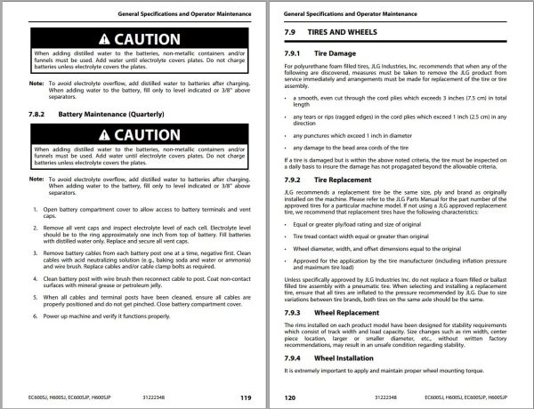 JLG Boom Lifts EC600SJ EC600SJP H600SJ H600SJP Operation Safety Manual 31222348 2023 PVC 2307 1