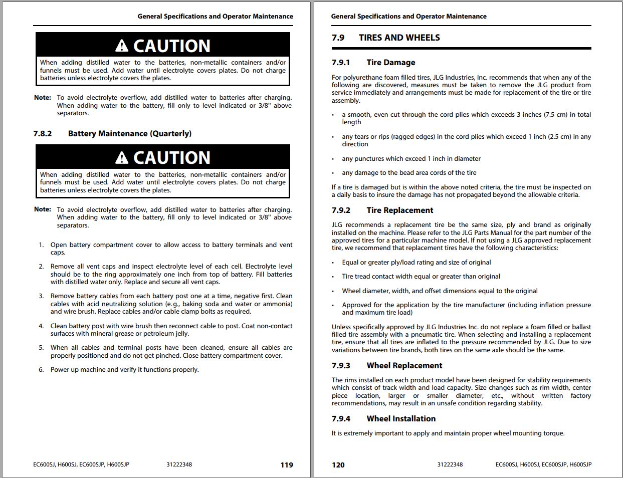 JLG Boom Lifts EC600SJ EC600SJP H600SJ H600SJP Operation Safety Manual 31222348 2023 PVC 2307 1