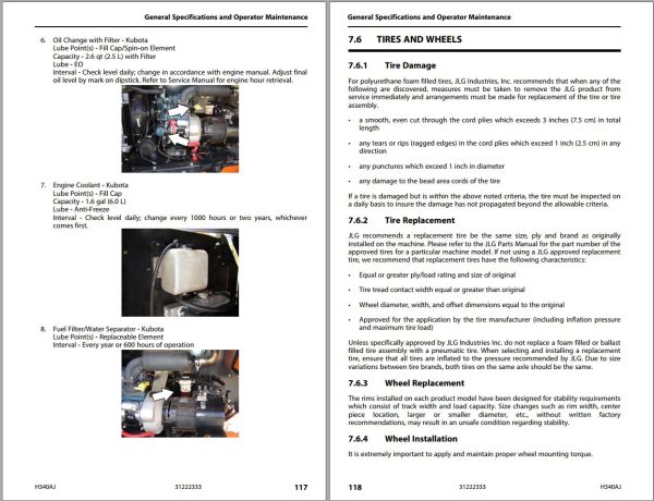 JLG Boom Lifts H340AJ Operation Safety Manual 31222333 2023 PVC 2307 1