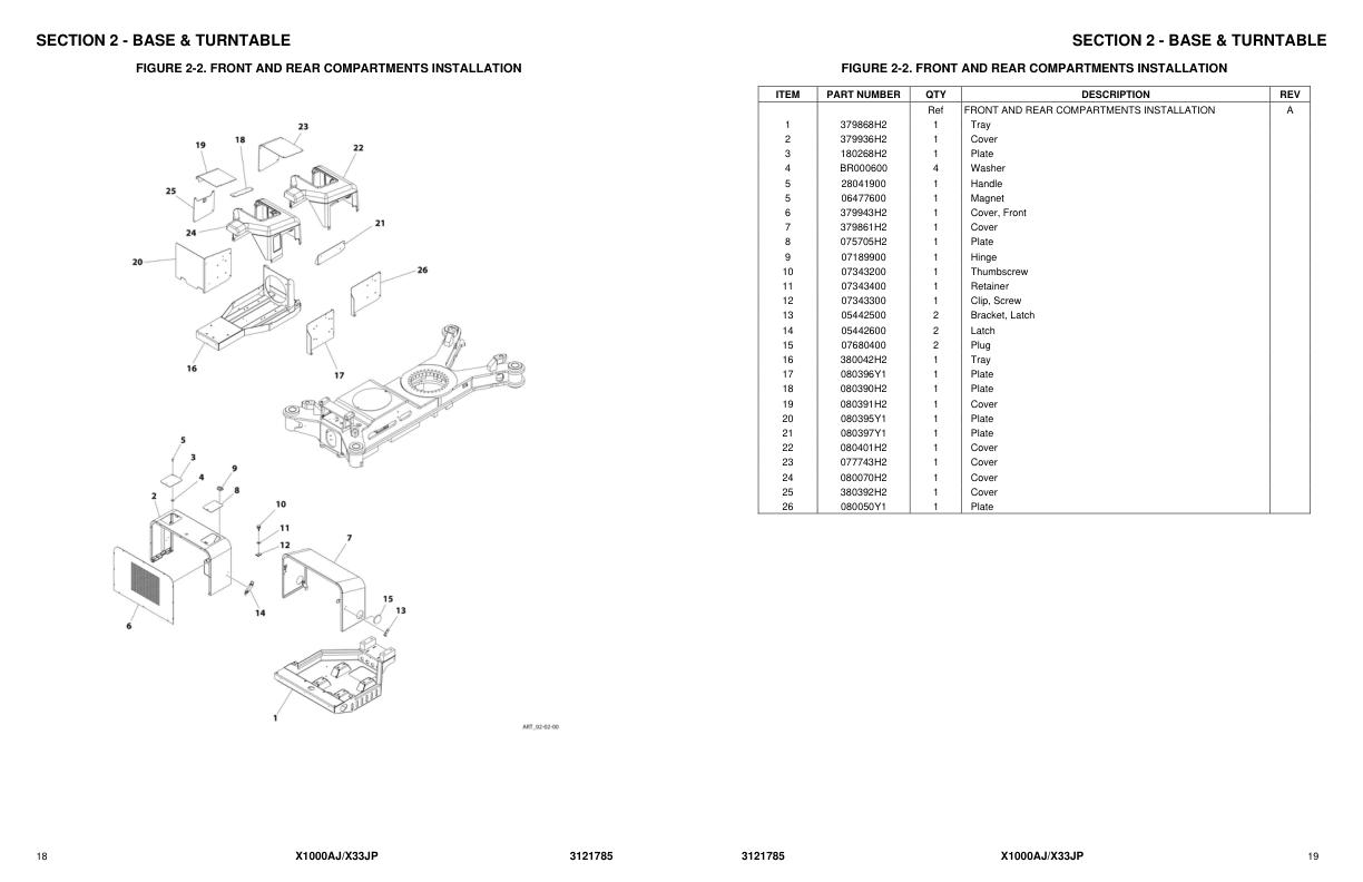 JLG Compact Crawler Booms X1000AJ X33JP Parts Manual 3121785 2023 1