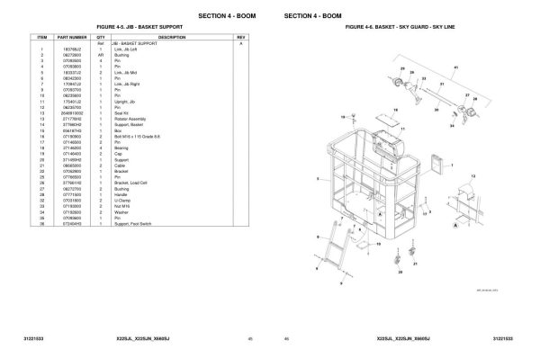 JLG Compact Crawler Booms X22SJP X660SJ Parts Manual 31221533 2023 1