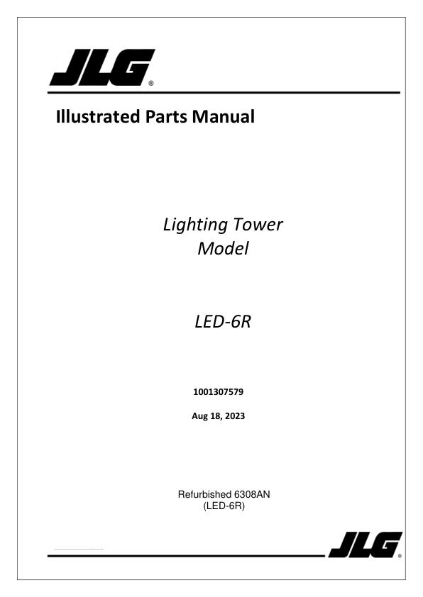 JLG Light Towers LED 6R 6308AN Upgrade Parts Manual 1001307579 2023