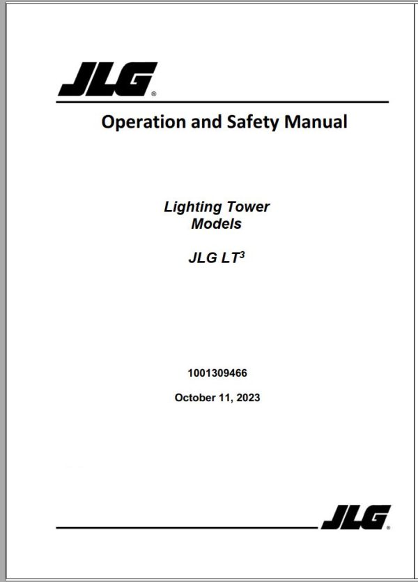 JLG Light Towers LT3 Operation Safety Manual 1001309466 2023