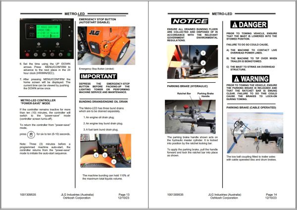 JLG Light Towers Metro LED Operation Safety Manual 1001309535 2023 1