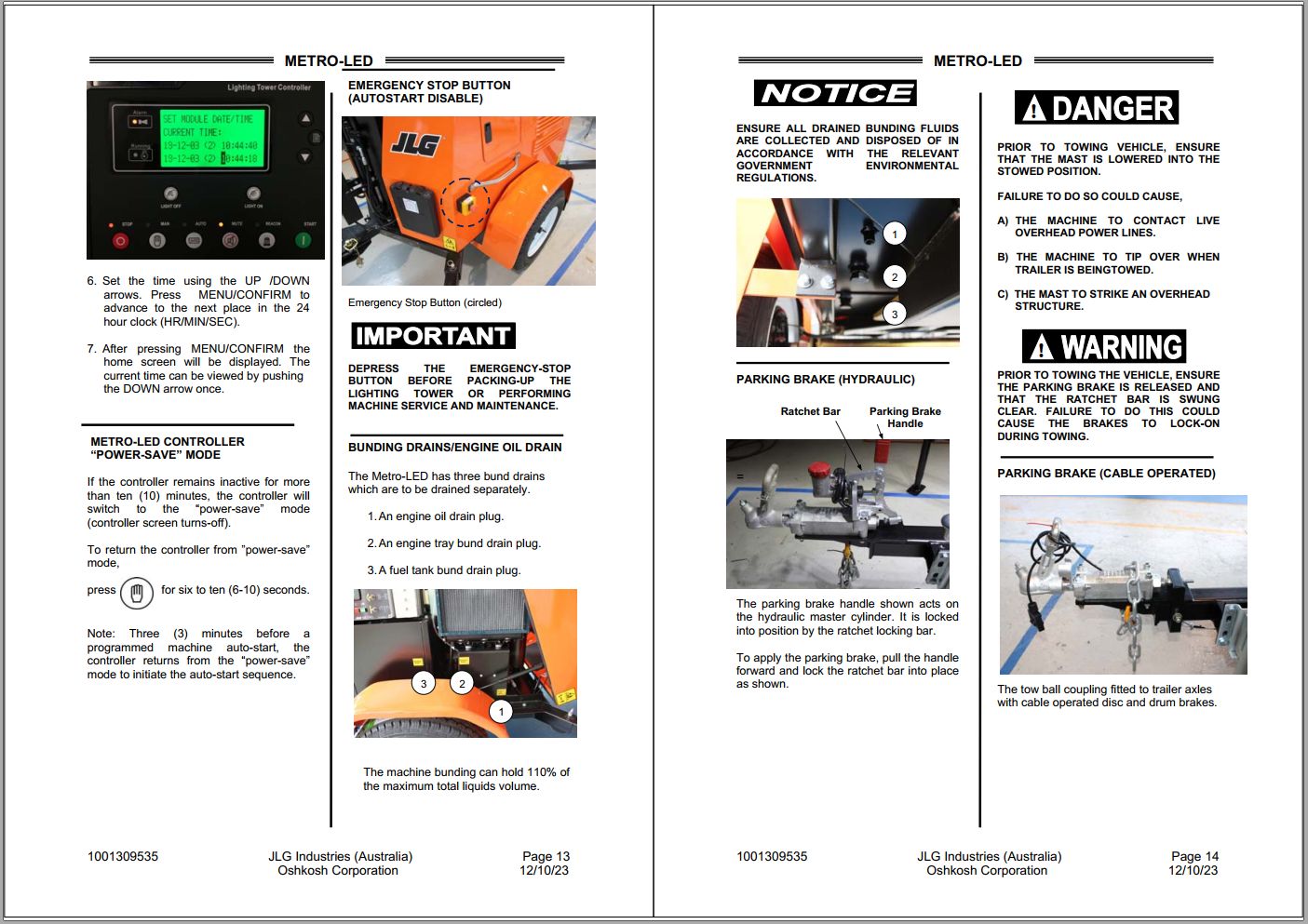 JLG Light Towers Metro LED Operation Safety Manual 1001309535 2023 1