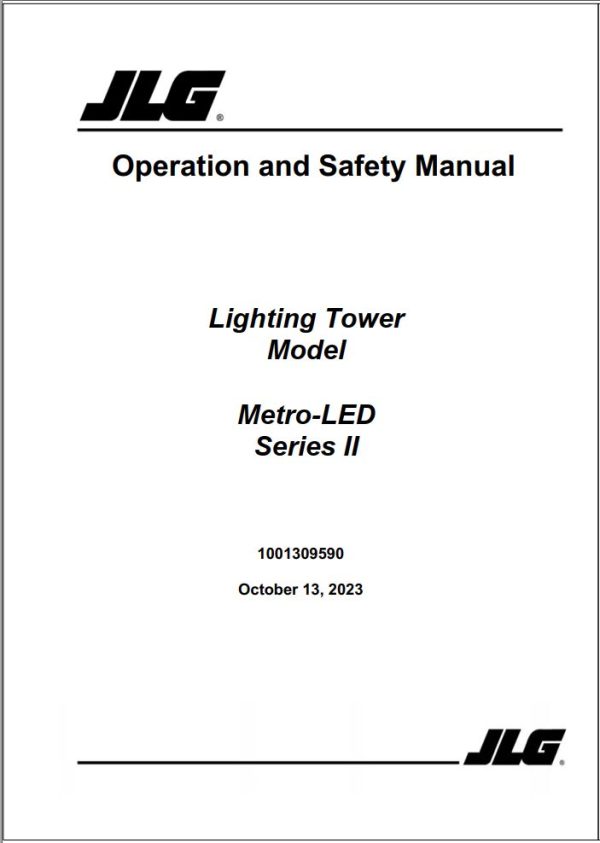 JLG Light Towers Metro LED Series II Operation Safety Manual 1001309590 2023
