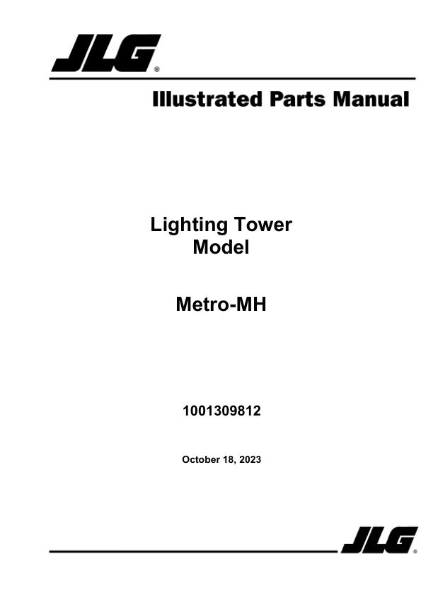JLG Light Towers Metro MH Parts Manual 1001309812 2023