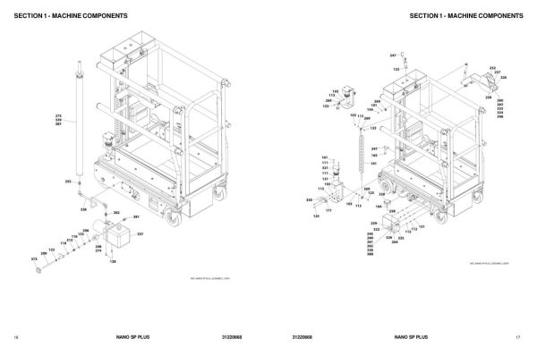 JLG POWER TOWERS Vertical Masts NANO SP PLUS Parts Manual 31220668 2022 1