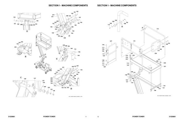 JLG POWER TOWERS Vertical Masts POWER TOWER Parts Manual 31220661 2022 1